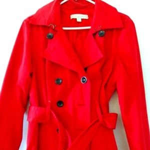 New York and Company Trench Coat with red matching belt Size - L US